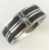 Top Grade 316L Surgical Stainless Steel Intermittent Black Plating Big Cross Central CZ Crystal Setting Comfort Fit Ring