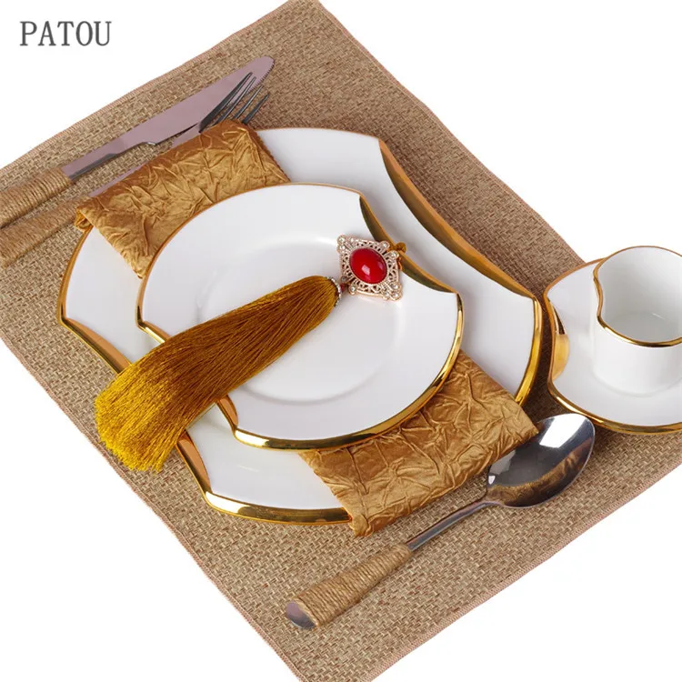 

Ready to ship gold rim dinner plate set , wholesale wedding plate, N/a