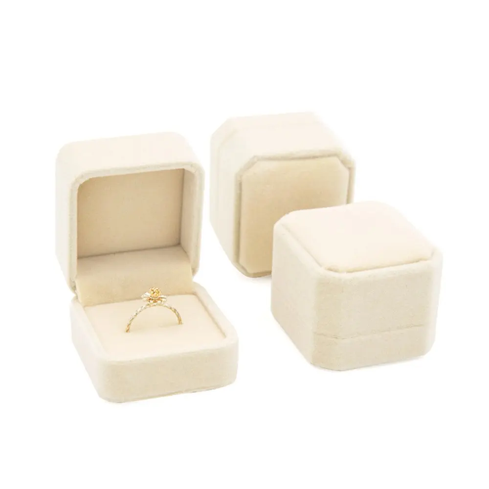 INSANEY Black Velvet Couple Ring Boxes Jewlery Boxes,Jewlery case (Beige)