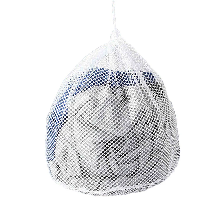 

Reusable organic cotton mesh washable drawstring produce bag, White