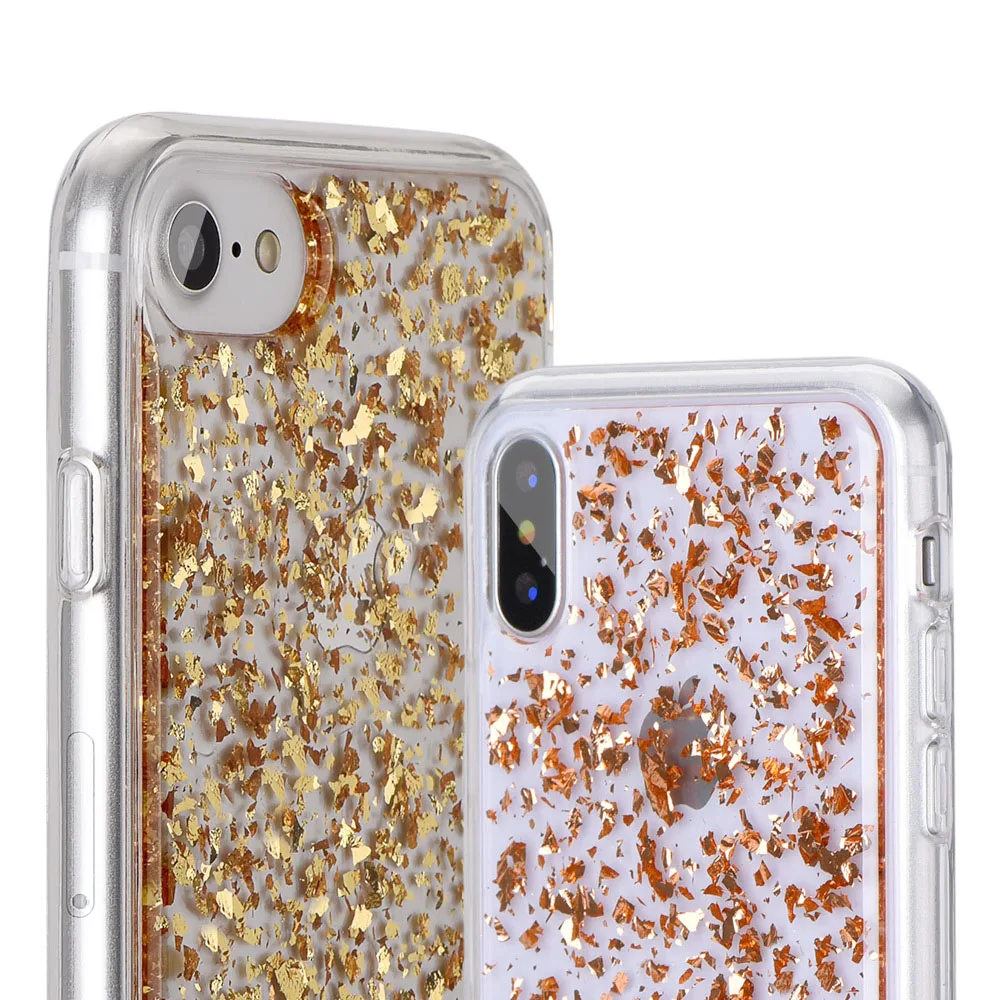 Glitter Clear Silicone Gel Sparkle Bling Rose Gold Case for iPhone 7 8 Plus X XS Cover Glitter Phone Case and Accessories