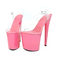 

Leecabe Pleaser Women's Shoe Sexy Heels 10cm Female High-Heeled Sandals Transparent Crystal Shoes Ultra High heels