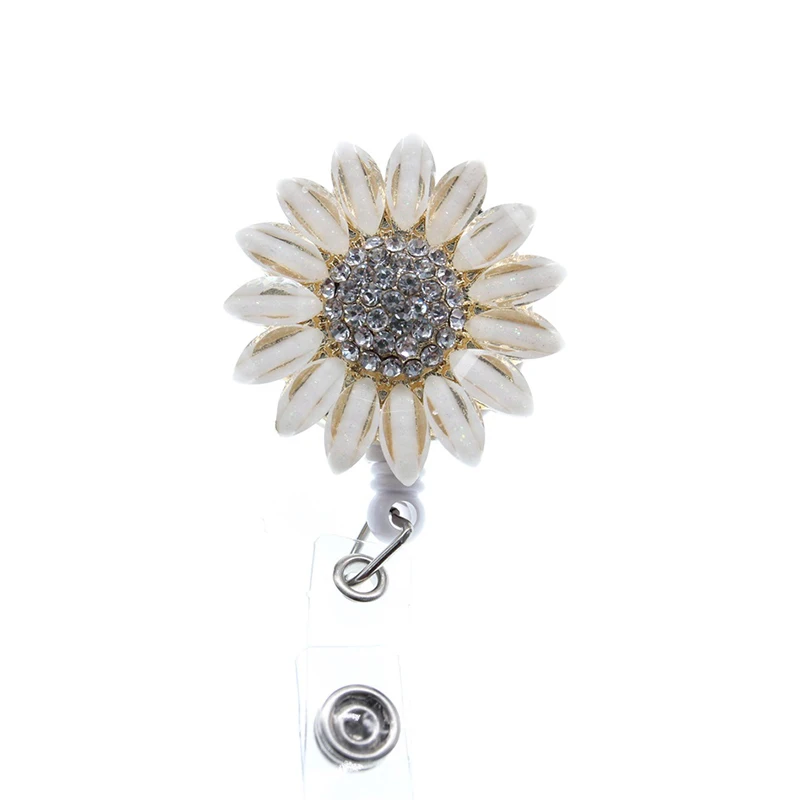 

Zinc Alloy plastic Retractable Badge Reels Acrylic Flower ID Badge Name Holder Four Colors
