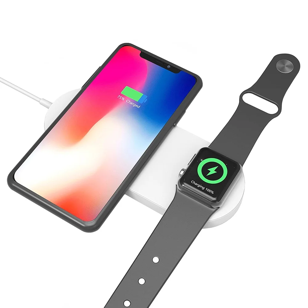 

Multifunction 2 In 1 Dual 10W Universal Fantasy Fast Wireless Charger For Apple Watch, White