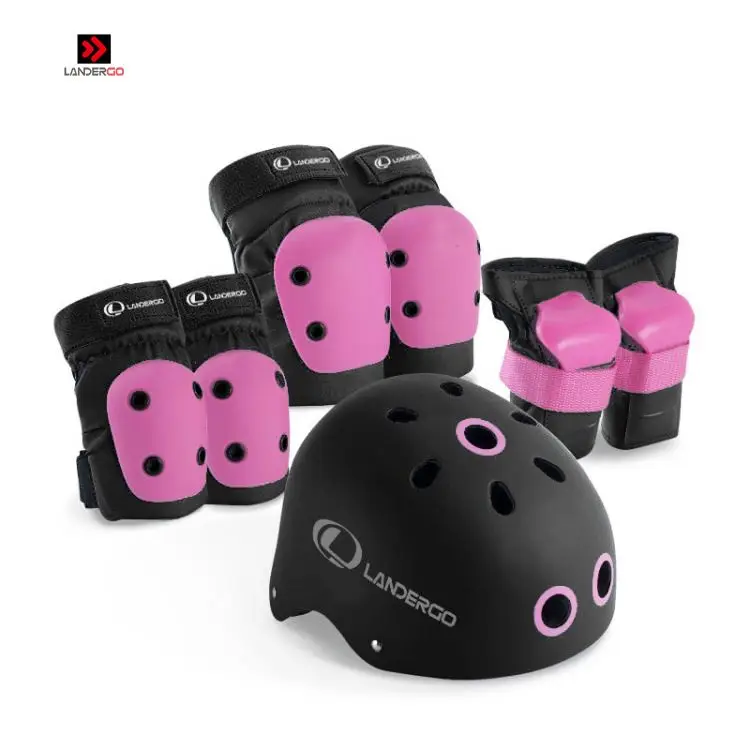 

Landergo Bike Roller Skate Scooter Safety Protective Kids Scooter Helmet Combo Set, Black .red.blue.yellow.green.black .oem color is ok