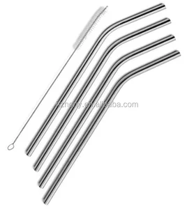 Image of Stainless Steel Drinking Straws, Set of 4, Free Cleaning Brush Included