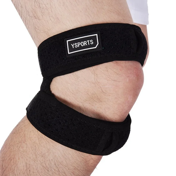 

Premium Breathable Neoprene Adjustable Dual Strap Band Brace for Knee Support, Black (custom color acceptable)