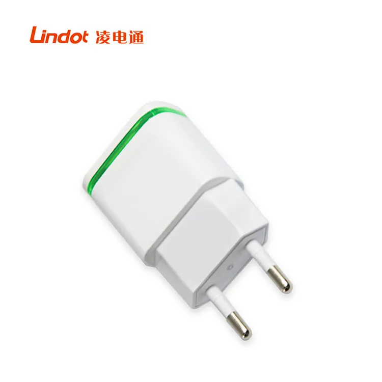 

dual usb port phone charger green led light usb wall charger, Black or white or oem color