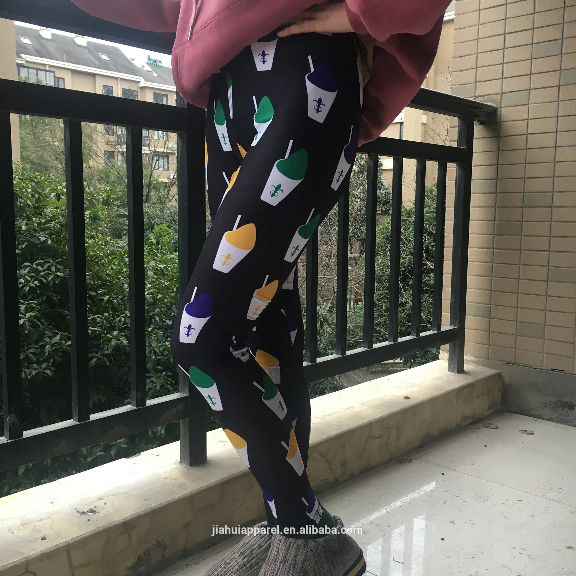 Digital Print Adults Kids Mardi Gras Snowball Leggings