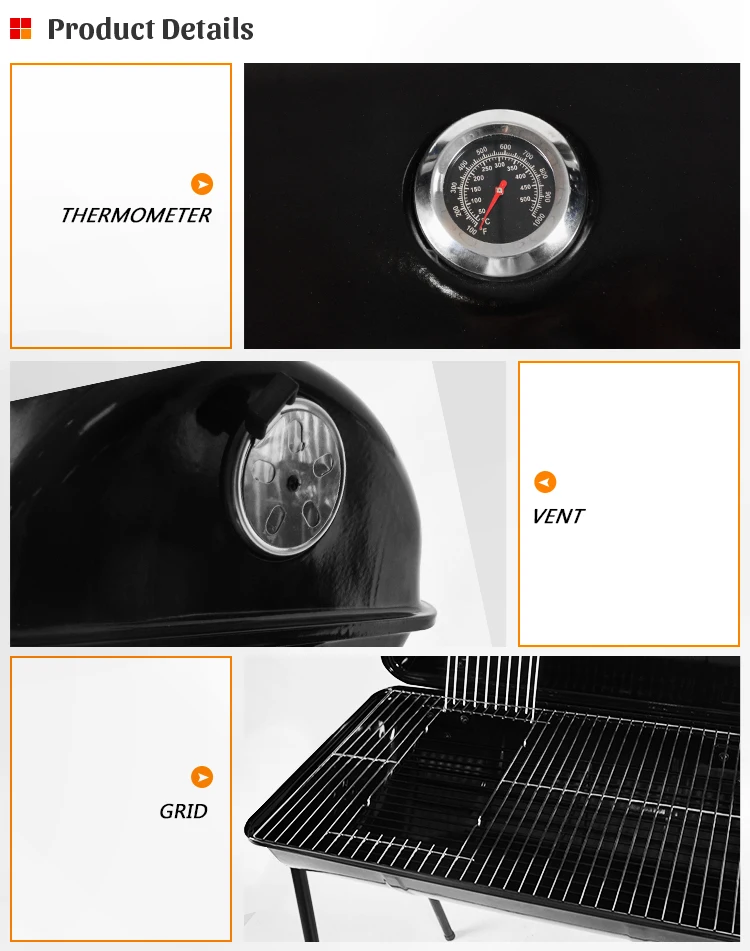 Backyard Cooking Oil Drum Barbecue Grill Outdoor Black Enamel Charcoal Barrel Bbq Grill With Lid