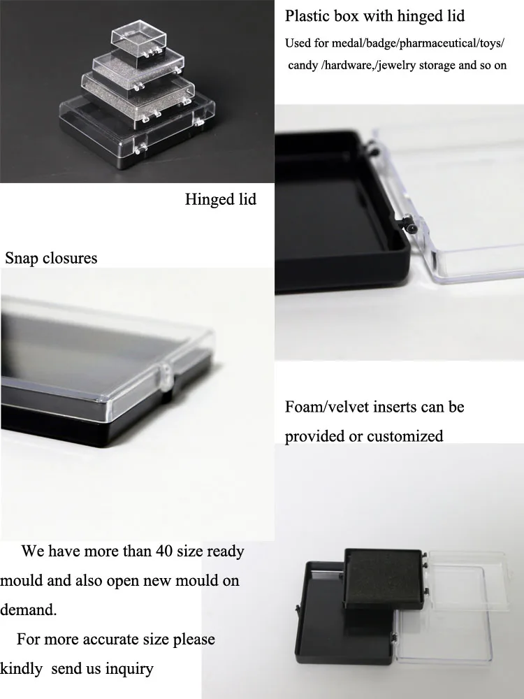 Medal Plastic Hinged Box With Clear Top And Black Bottom Buy Plastic