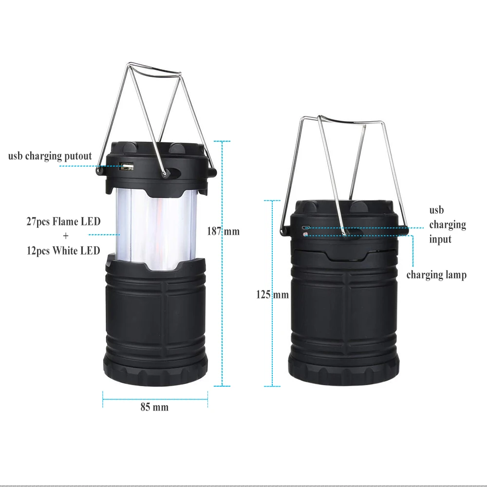 Newest zoom camping lamp outdoor led solar camping lantern light with flame supplier