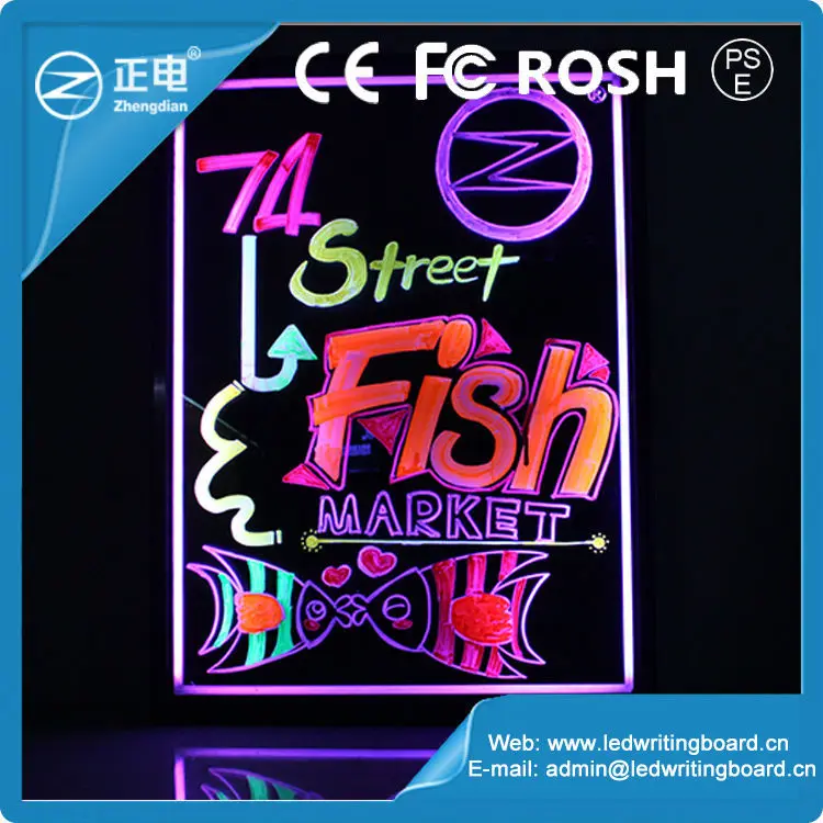 Clear Acrylic Black Light Dry Erase Board Cafe Hanging Menu Board Big Size Led Writing Board