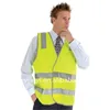 New style 100% polyester fluorescent yellow reflective safety workwear vest