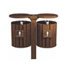 Muddy ground installation public trash garbage bin for city 2 compartment recycling bin