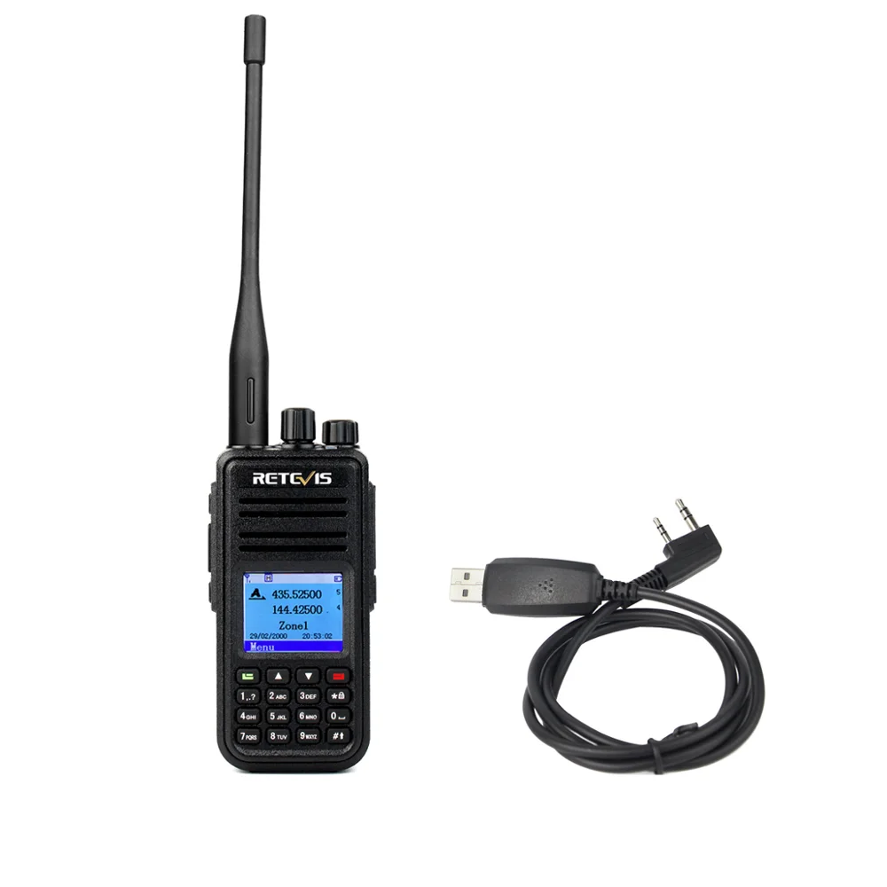 

Dual Band DMR Digital Walkie Talkie GPS Record Retevis RT3S 2 time Slot Ham Amateur Radio UHF/VHF with Programming Cable