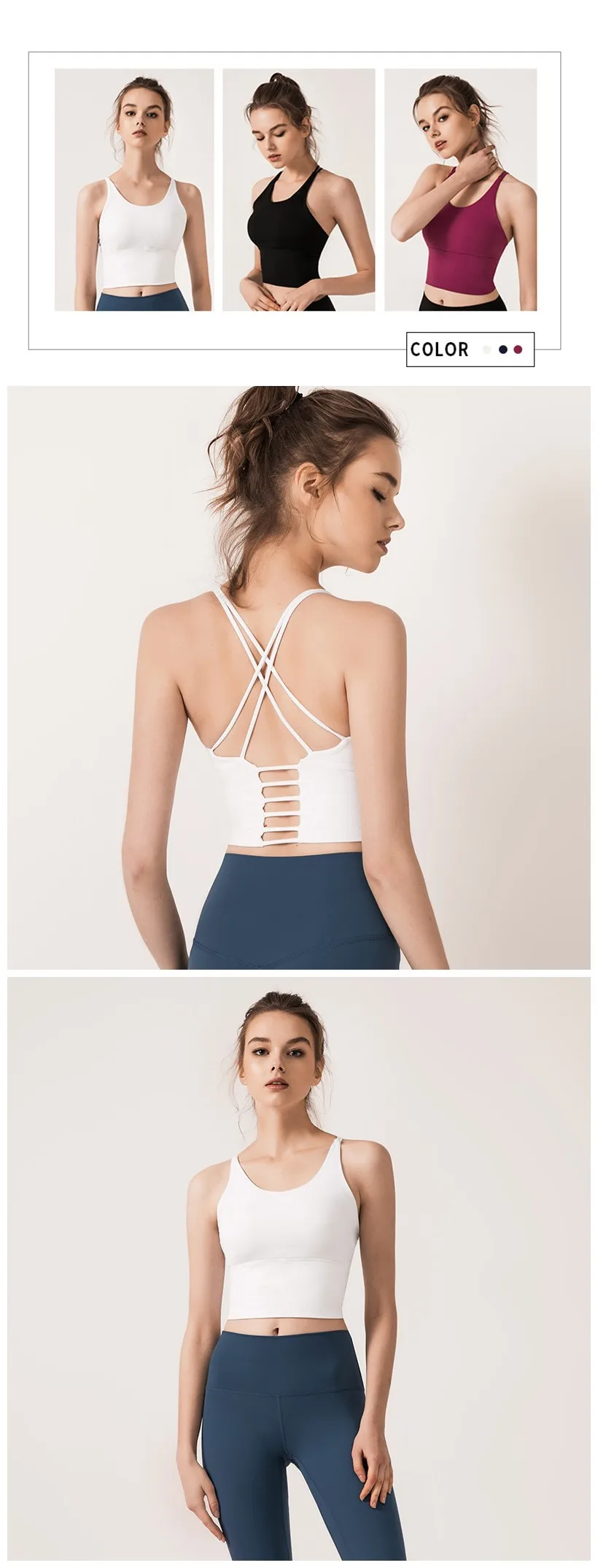 Women Cross Strap Padded Yoga Bra Hot Sexy Gym Fitness Slim White Gym Crop Top