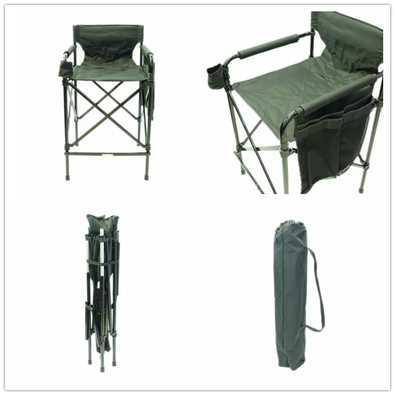 Ow63tbk Aluminum Tall Folding Telescopic Makeup Chair With Footrest