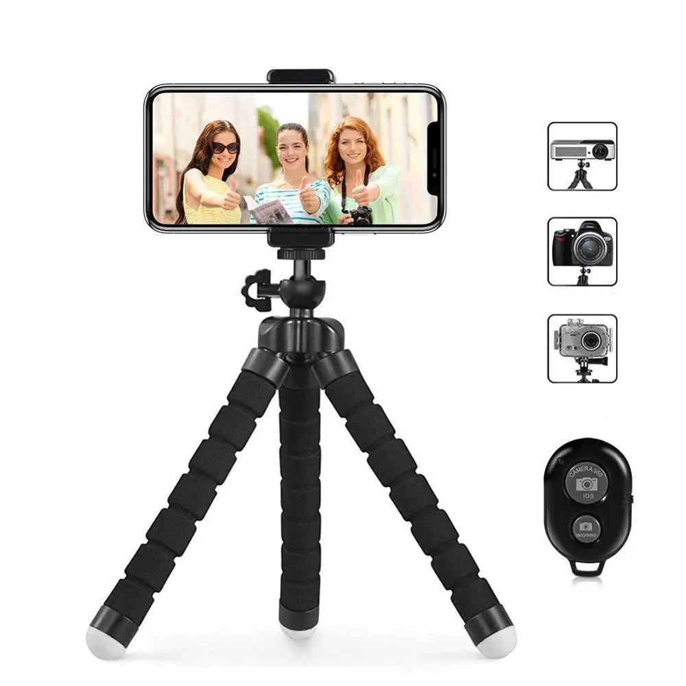 

Phone Tripod Flexible and Portable Cell Phone Tripod with Remote Shutter and Universial Clip for iPhone Phone Camera