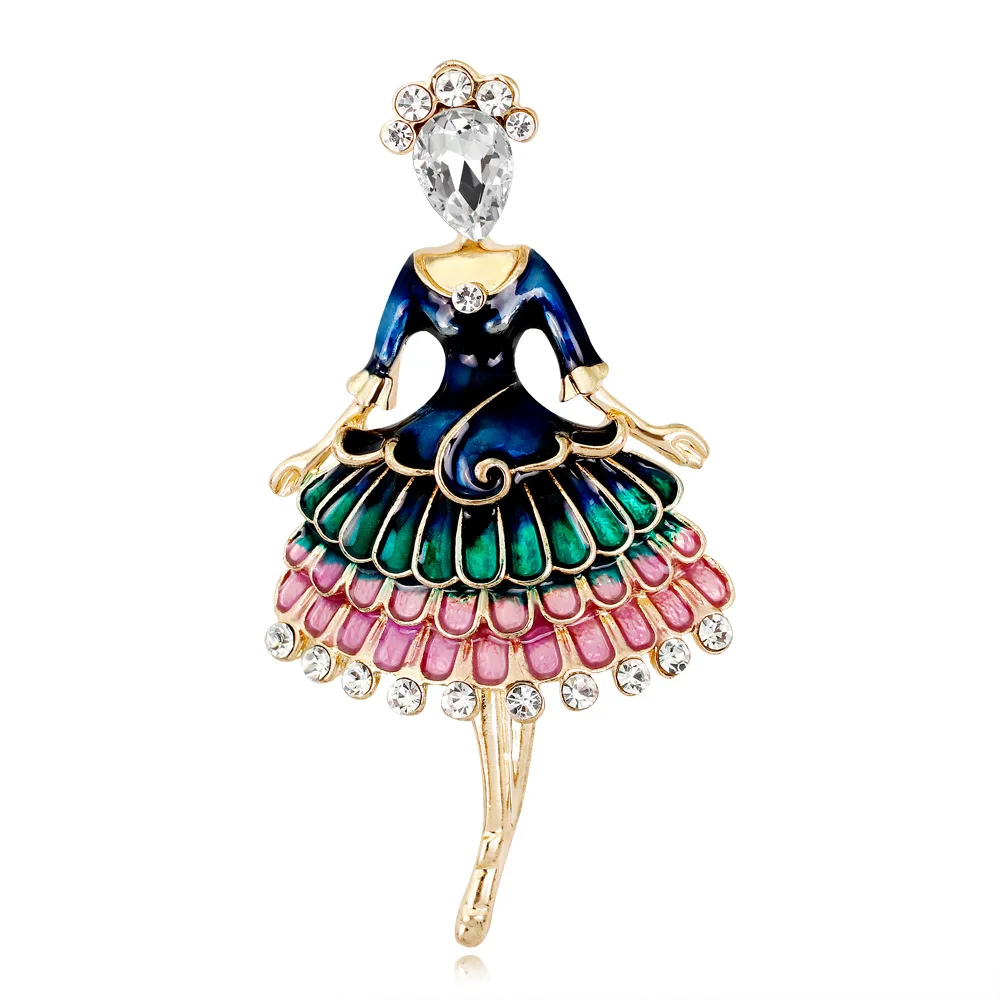 

2019 newest enamel dancer brooch for women with rhinestone crystal