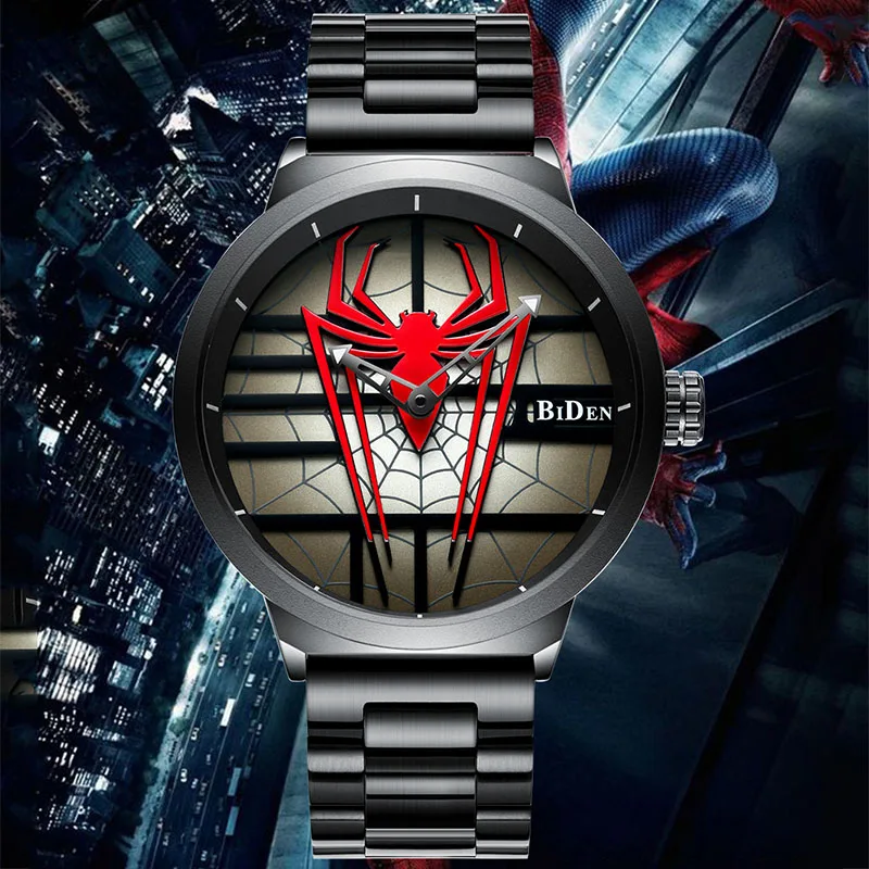 

2019 Fahion Sports Style Black Spiderman Watch