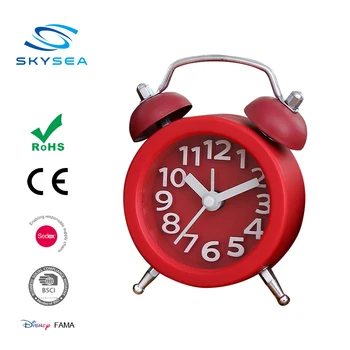 Mini Plastic Twin Bell Desk Clock With Alarm Function Classical