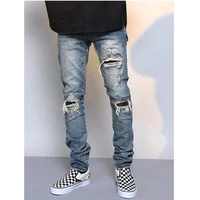 

OEM new style ripped pent style stock dropshipping men biker skinny jeans