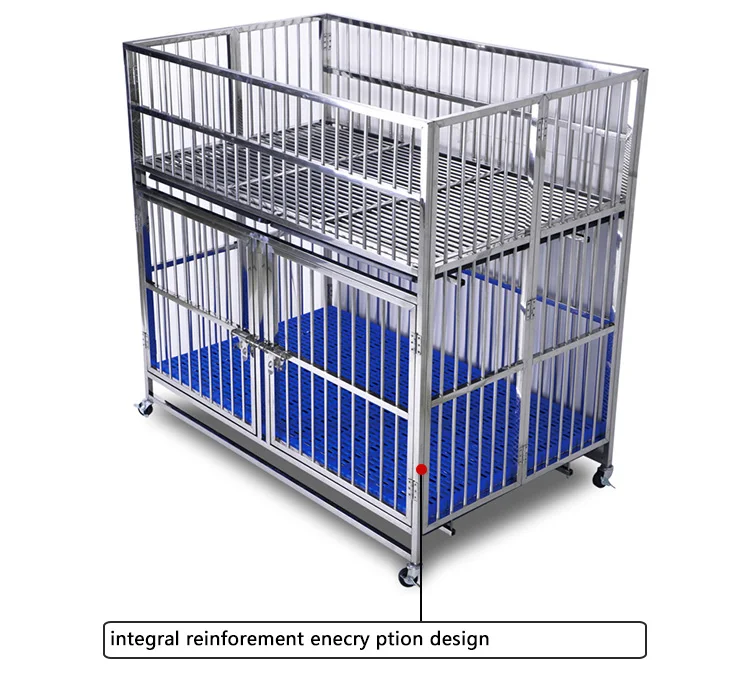 dog crate 2 door folding stainless steel pet cage puppy kennel house with plastic tray