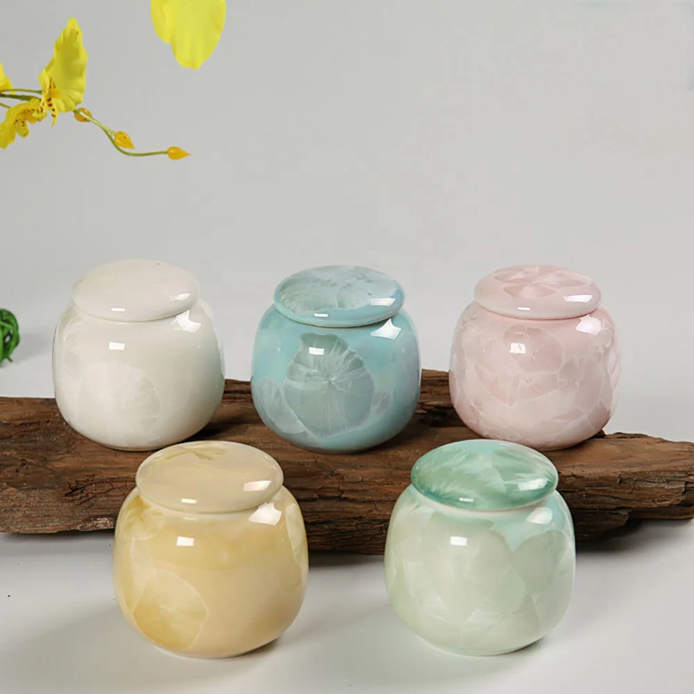 

Various Color Glaze Ceramic Airtight storage tea caddy, Multicolor