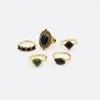 2018 Dainty Jewelry Retro Exaggeration Inlay Stone Carving Set Ring