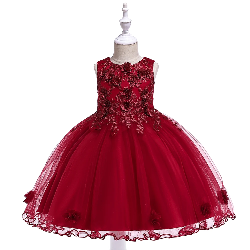

Child Dress Latest Design Kids Birthday Elegant Baby Girl Party Dresses L5061, Pink;grey;maroon;champagne