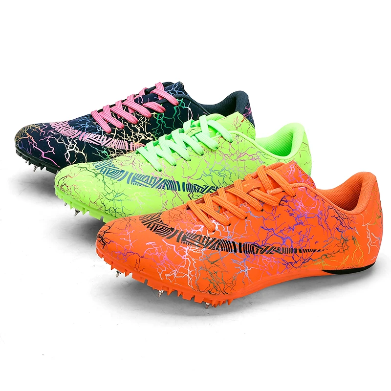

Best Sell Factory New Custom Comfortable Spike Shoes track and field shoes running shoes, Fluorescent orange green color