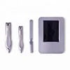 Heavy duty 3pcs stainless steel sharp fingernail toenail manincure nail care clippers nail file set included window tin case