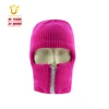 Winter warm knitted ski face mask with zipper balaclava hood custom logo