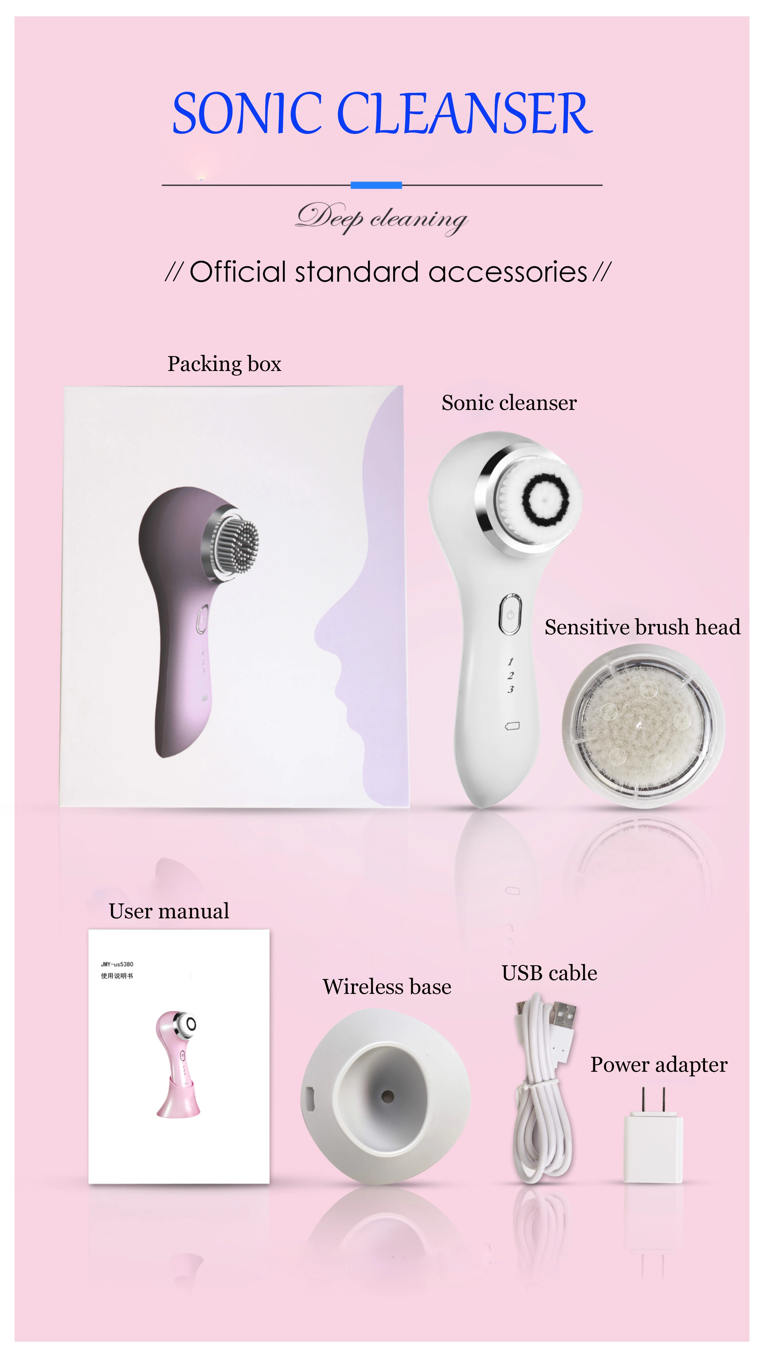 Wholesale Portable Ultrasonic Vibrating Face Massage facial brush cleanser