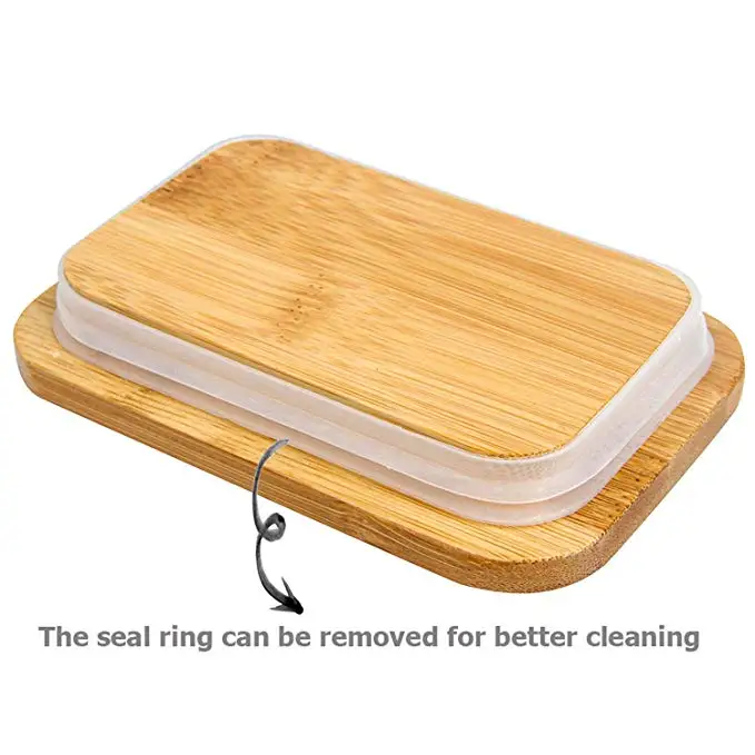 Keeper Cheese Storage Tray Sealing Nordic Style Plate Butter Box With Wood Lid 