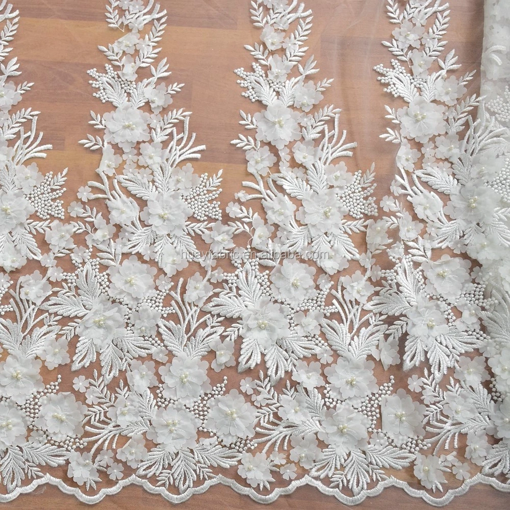 

White 3D flower bridal lace for wedding dress wholesale HY0645-1