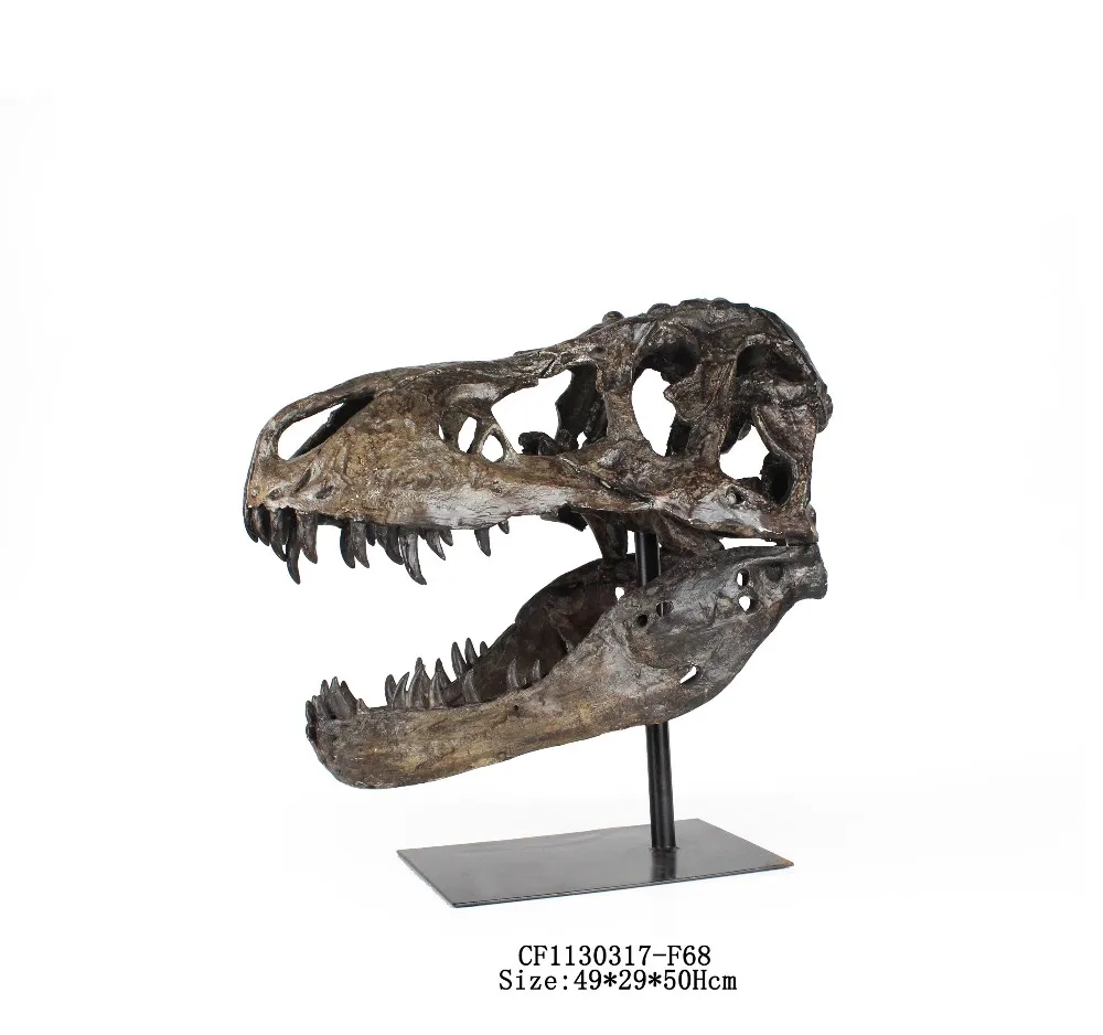 3D Carved Resin Animal Head Tyrannosaurus T Rex Head  Dinosaur Skull For Home Decor manufacture