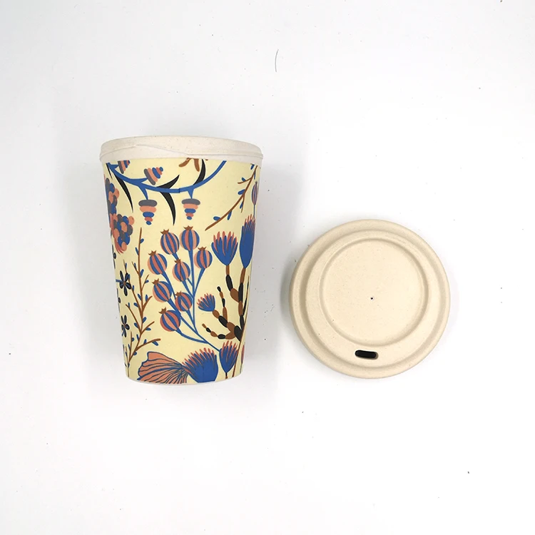 

washable safe bamboo fiber coffee mugs with bamboo lid travel office 470ml, Customied color