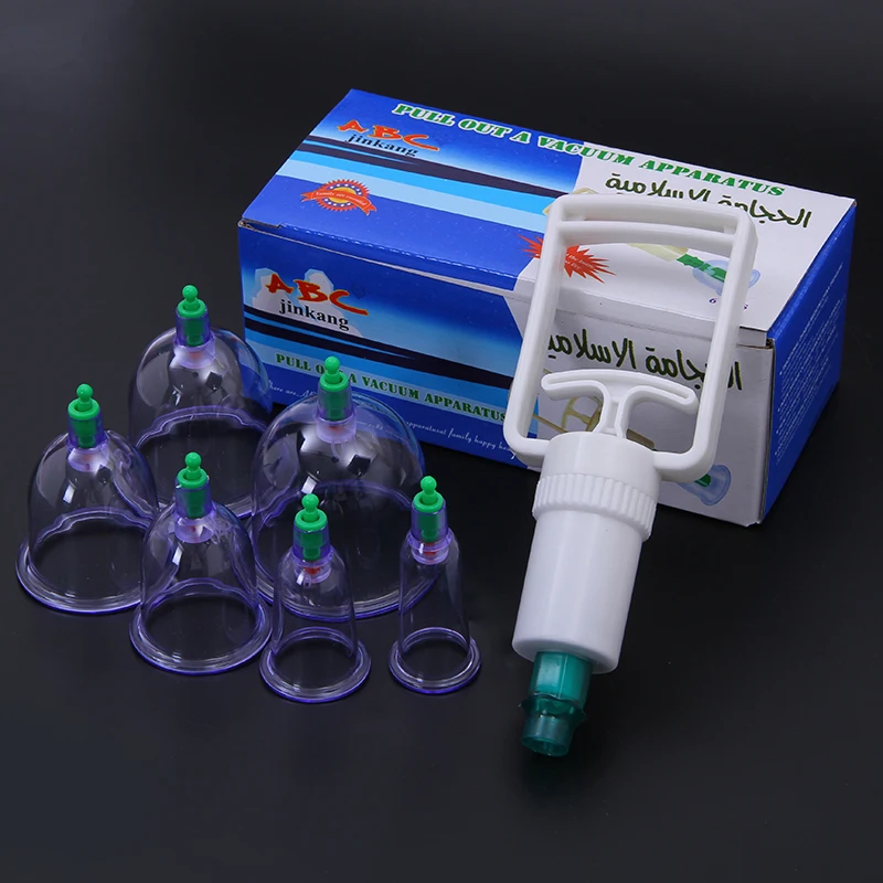 6件制造热卖拔罐hijama杯疗法集真空火罐一套英文包装塑料火罐一套 Buy 6件塑料拔罐套装 高品质真空拔罐套装 英式拔罐疗法套装