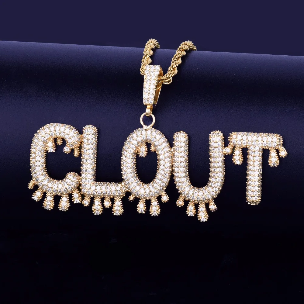 

A-Z Small Drip Custom Name plate Bubble Letters Necklaces & Pendant Chain Presonalize With 4MM Gold Tennis Chain