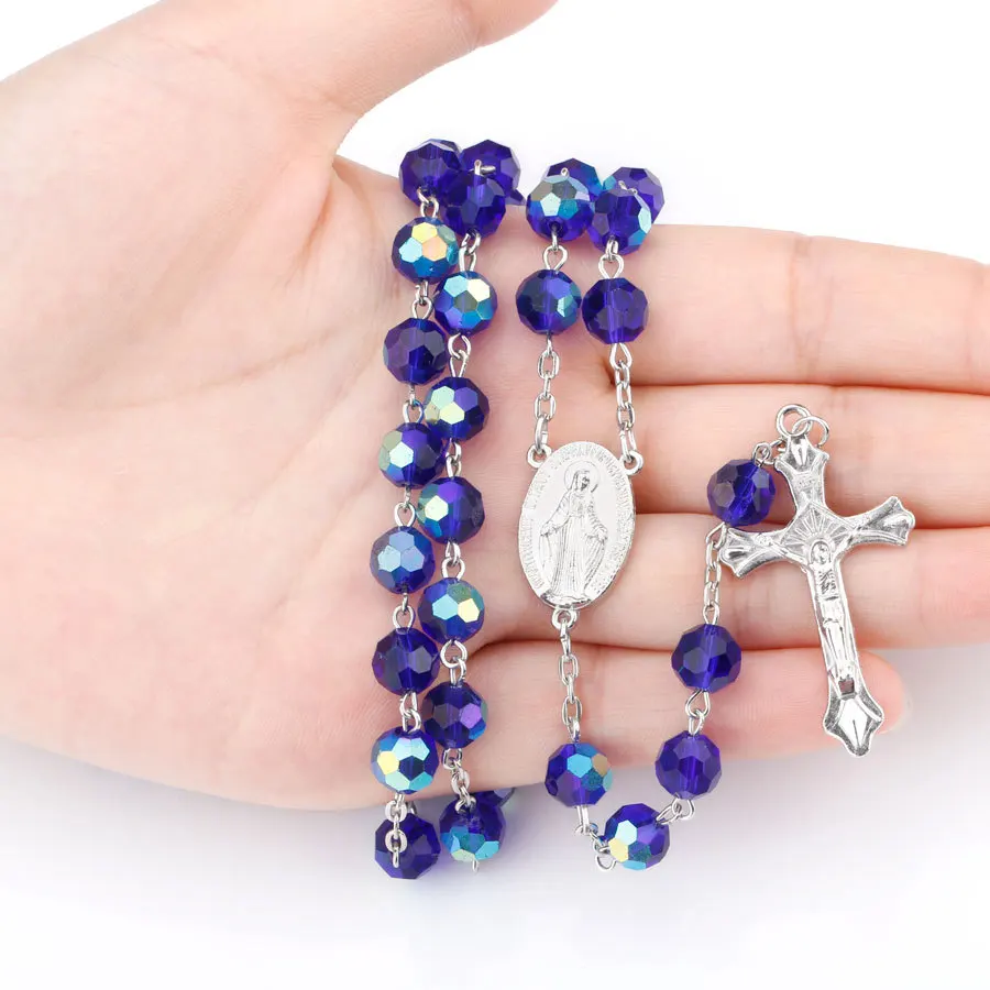 

religious jesus catholic jewelry crystal beads rosary necklace, Customized color