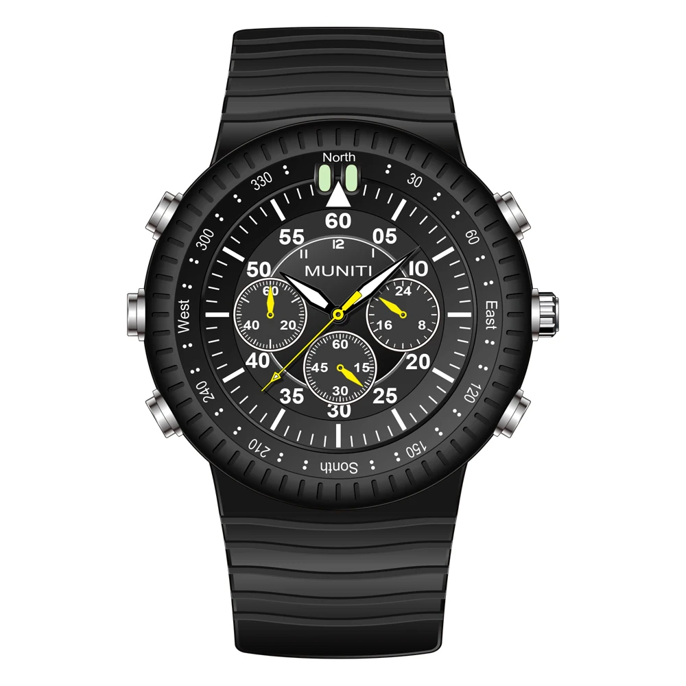 

Muniti 1014G Hot Men's Sports Casual Fashion Watch Muniti Watches Wholesale Waterproof Silicone Strap Quartz Watch, 3 colors