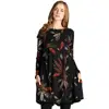 Elegant Women New fashion Pocket flowing long sleeve tunic dress Floral Bohemian printed beach vacation dress for women