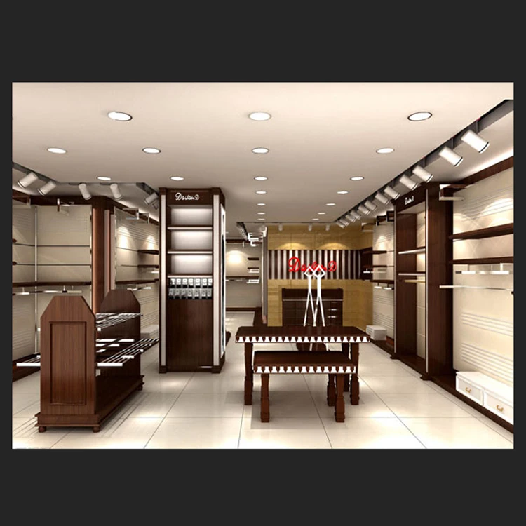 Retail Clothing Store Showcase And Wall Mounted Clothing Racks For