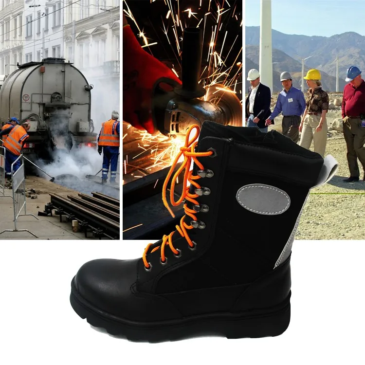 专利冲击鞋脚趾 s1p 橡胶鞋底警察安全靴