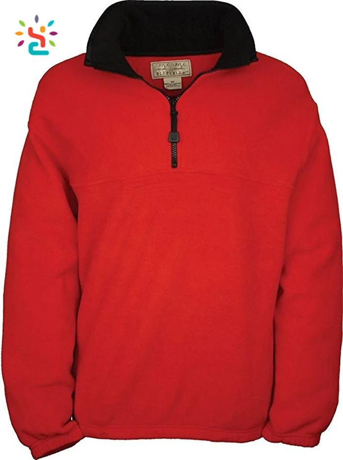 red fleece pullover