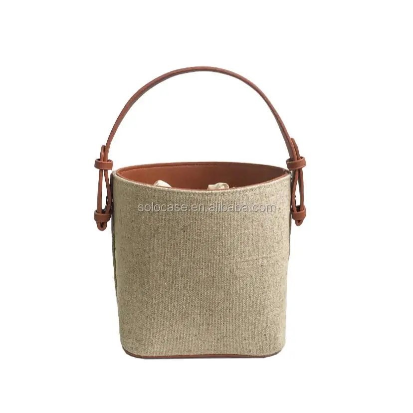 Canvas with Leather Bucket Bag