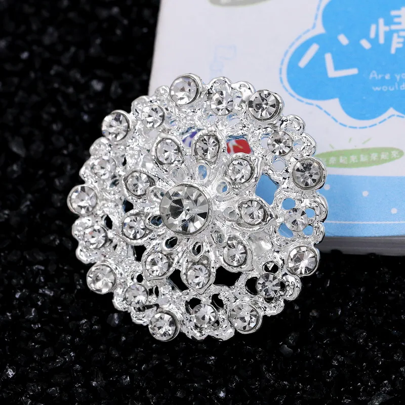 
Lot 24pc Clear Rhinestone Crystal Flower Brooches Pins Set DIY Wedding Bouquet Broaches Kit in Silver 