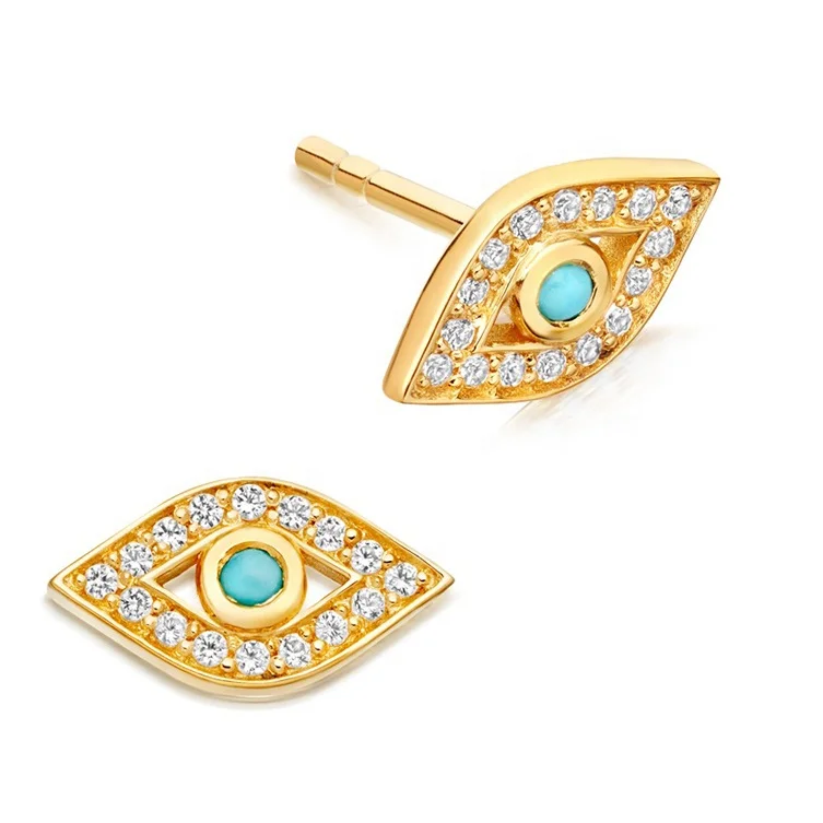 

women turquoise jewelry stud eye earrings 925 silver